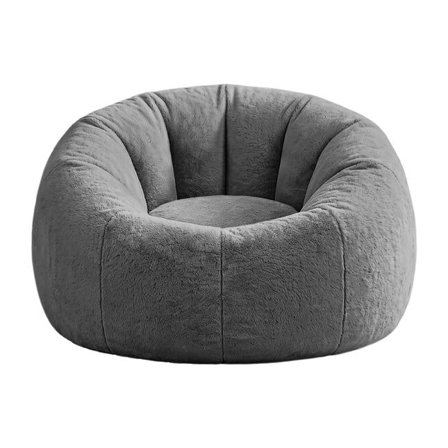 Artiss Bean Bag Chair Cover (No Filler) Soft Faux Fur Beanbag Cover Large Round Stuffed Animal Storage Bean Bag Cover Washable Lazy Sofa Cover for Adults Kids T