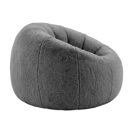 Artiss Bean Bag Chair Cover (No Filler) Soft Faux Fur Beanbag Cover Large Round Stuffed Animal Storage Bean Bag Cover Washable Lazy Sofa Cover for Adults Kids T gray