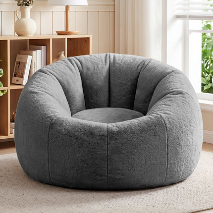 Artiss Bean Bag Chair Cover (No Filler) Soft Faux Fur Beanbag Cover Large Round Stuffed Animal Storage Bean Bag Cover Washable Lazy Sofa Cover for Adults Kids T