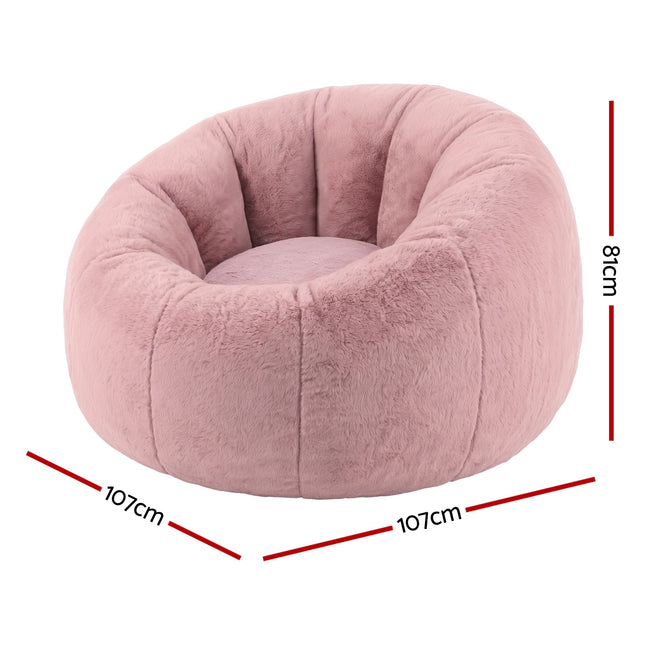 Artiss Bean Bag Chair Cover (No Filler) Soft Faux Fur Beanbag Cover Large Round Stuffed Animal Storage Bean Bag Cover Washable Lazy Sofa Cover for Adults Kids T