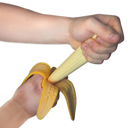 Bubblegum Stuff - Ripe N Ready Stress Banana held and stretched, helping families thrive with tools to calm, connect and support
