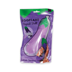 Bubblegum Stuff - Eggplant Stress Ball in purple packaging held by hand, sensory fidget toy for calming support.