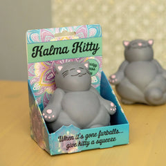 Stress Toy - Kalma Kitty grey cat stress toy in colourful packaging beside a second cat toy