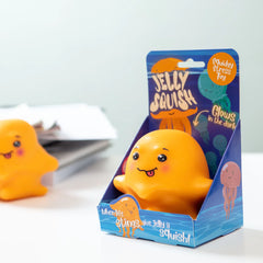 Stress Toy - Jellysquish orange squishy sensory toy displayed in retail packaging
