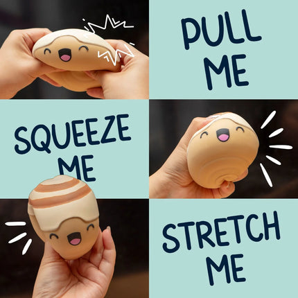 Stress Toy - Nice Buns being squeezed, pulled, and stretched as a fun sensory fidget to help calm and connect.