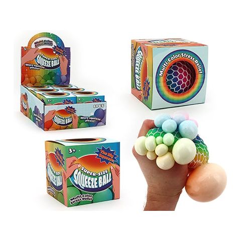 Rainbow Super Size Squeeze Pus Ball - 100mm - Sensory Circle