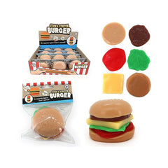 Taba So Squish – 6PC Layer Burger - 7cm sensory squishy toy with stackable burger layers to calm and engage.