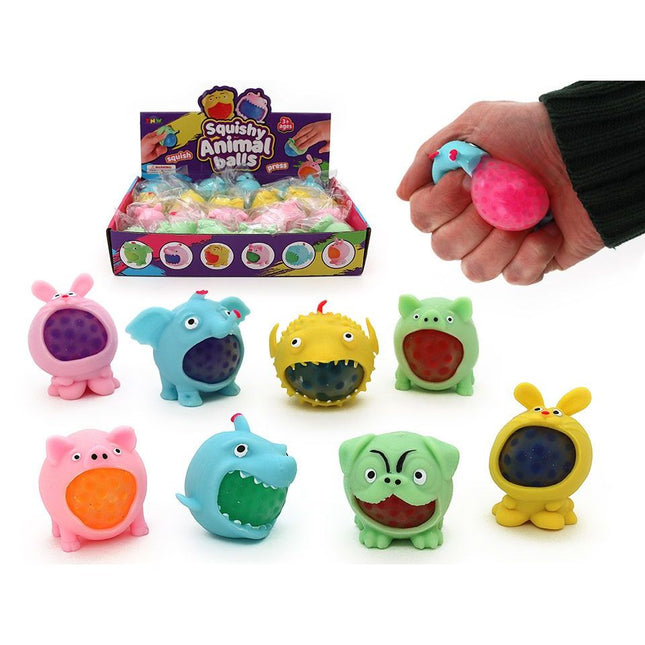 Squishy Water Orbs Mini Animals (Assorted) 5cm sensory fidget toys in various animal shapes with colorful squishy centers.