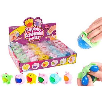 Squishy Water Orbs Mini Animals (Assorted) 5cm being squeezed, colorful sensory fidget toys for calming and play.