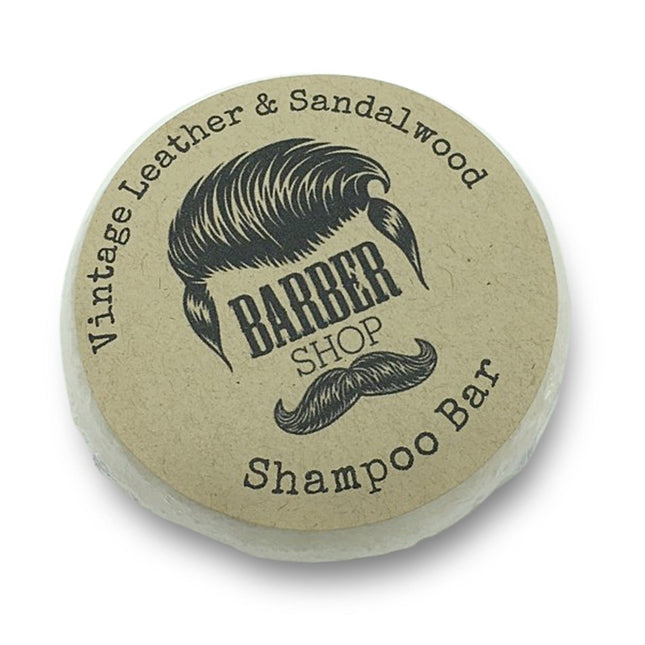 Barber Shop Shampoo Bar Vintage Leather & Sandalwood with vintage design, helping families thrive with tools to calm connect and support
