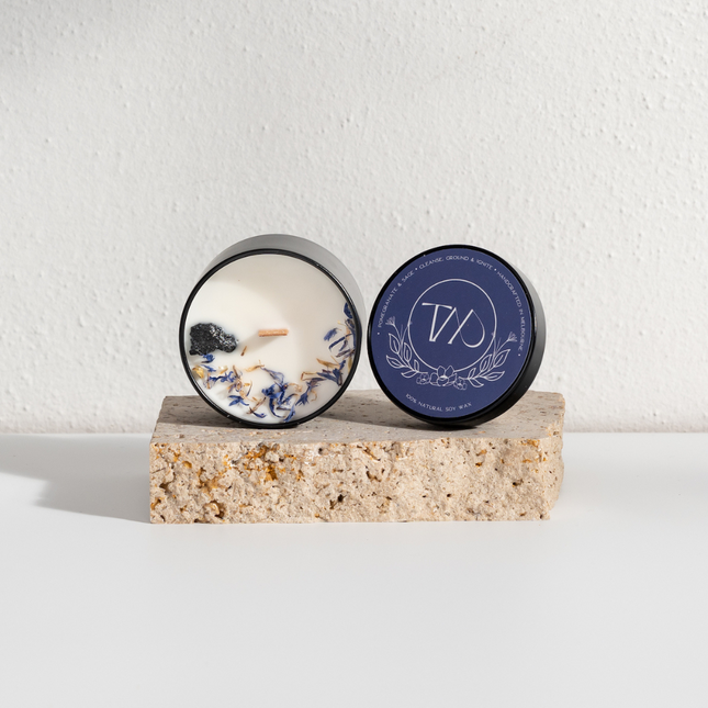 Cleanse, Ground & Ignite Travel Crystal Candle - Sensory Circle
