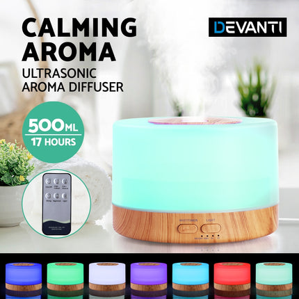 Devanti Aroma Diffuser Aromatherapy Light Wood 500ml Dropshipzone