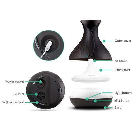Devanti Aroma Diffuser Aromatherapy Dark Wood 400ml Dropshipzone