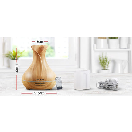 Devanti Aroma Diffuser Aromatherapy Light Wood 400ml Dropshipzone