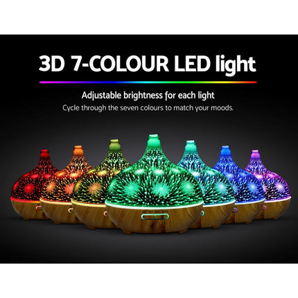 Devanti Aroma Diffuser Aromatherapy 3D Glass 400ml Dropshipzone