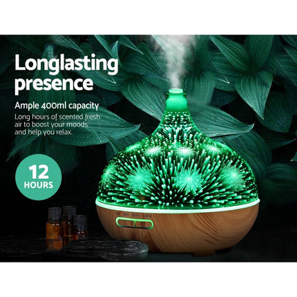 Devanti Aroma Diffuser Aromatherapy 3D Glass 400ml Dropshipzone