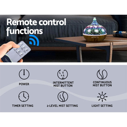 Devanti Aroma Diffuser Aromatherapy 3D Glass 400ml Dropshipzone