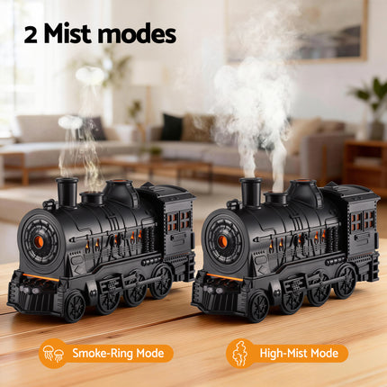Devanti Train Aroma Diffuser Essential Oil Humidifier 300ml Smoke Ring LED Timer Dropshipzone