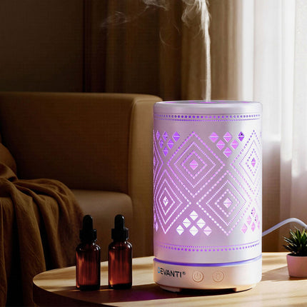 Devanti Ultrasonic Aroma Diffuser Aromatherapy 100ml LED Lights Iron Humidifier Forest Dropshipzone