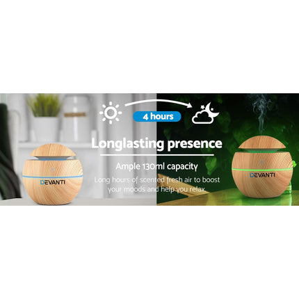 Devanti Aroma Diffuser Aromatherapy Light Wood 130ml Dropshipzone