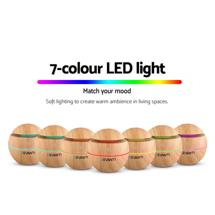 Devanti Aroma Diffuser Aromatherapy Light Wood 130ml Dropshipzone
