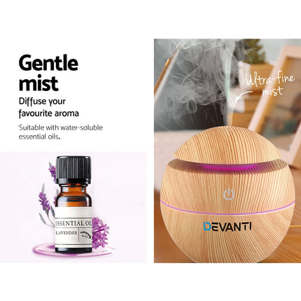 Devanti Aroma Diffuser Aromatherapy Light Wood 130ml Dropshipzone