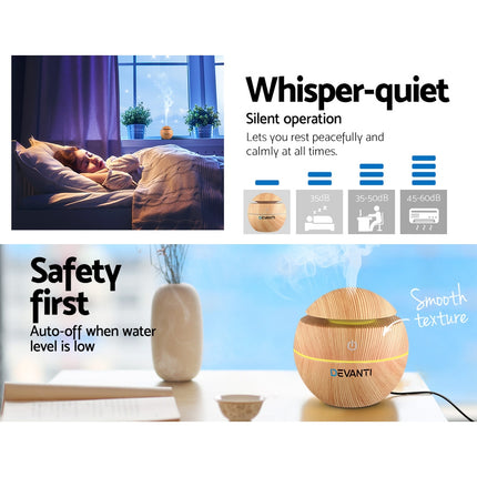 Devanti Aroma Diffuser Aromatherapy Light Wood 130ml Dropshipzone