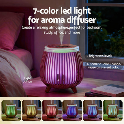 Devanti Ultrasonic Aroma Diffuser Aromatherapy 140ml LED Lights Iron Humidifier Forest Deep Wood Dropshipzone