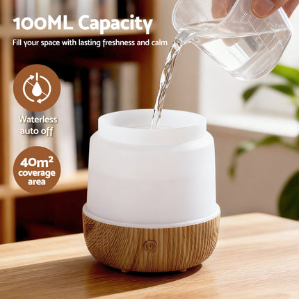Devanti Ultrasonic Aroma Diffuser Aromatherapy 100ml LED Lights Iron Humidifier Forest Dropshipzone