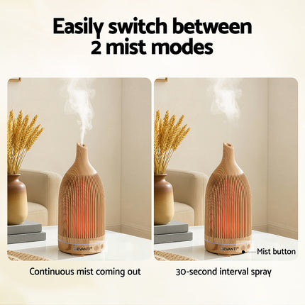 Devanti Ultrasonic Aroma Diffuser Aromatherapy 200ml LED Lights Iron Humidifier Forest Light wood grain Dropshipzone