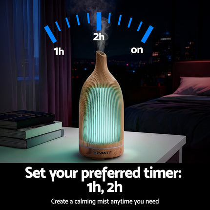 Devanti Ultrasonic Aroma Diffuser Aromatherapy 200ml LED Lights Iron Humidifier Forest Light wood grain Dropshipzone
