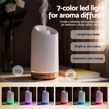 Devanti Ultrasonic Aroma Diffuser Aromatherapy 200ml LED Lights Iron Humidifier Forest Dropshipzone