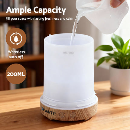 Devanti Ultrasonic Aroma Diffuser Aromatherapy 200ml LED Lights Iron Humidifier Forest Dropshipzone