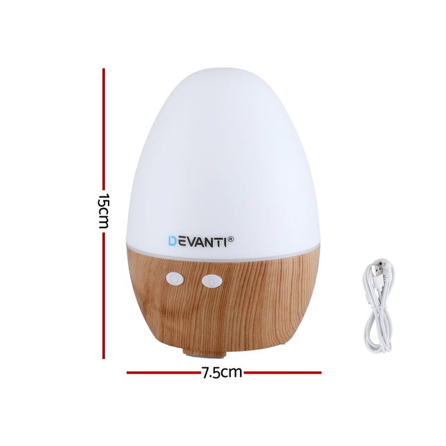 Devanti Ultrasonic Aroma Diffuser Aromatherapy 130ml LED Lights Iron Humidifier Forest Dropshipzone