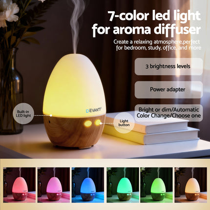 Devanti Ultrasonic Aroma Diffuser Aromatherapy 130ml LED Lights Iron Humidifier Forest Dropshipzone