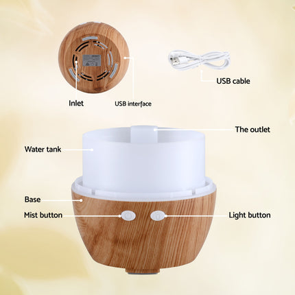 Devanti Ultrasonic Aroma Diffuser Aromatherapy 130ml LED Lights Iron Humidifier Forest Dropshipzone