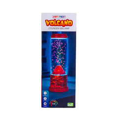Volcano Cylinder LED Lamp with colorful bubbles and lighting, designed for sensory and calming environments.