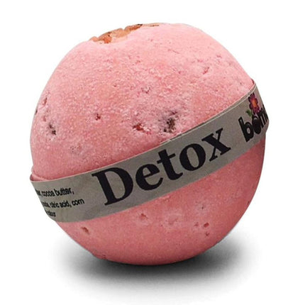 Pink detox bath bomb with Himalayan salt, promoting calm and wellbeing for Spa Day at Home Luxury Subscription (every 3 months)