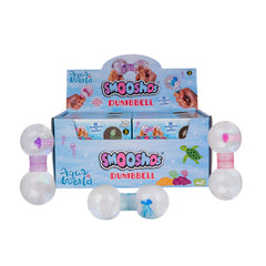 Smoosho's Jellyfish Dumbbell sensory fidget toy features squishy dumbbell shapes with colorful jellyfish inside.