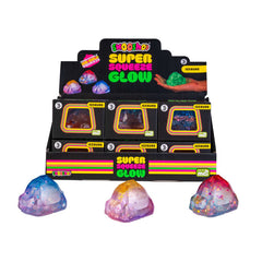 Smoosho's Super Squeeze Glow-in-the-dark Iceburg sensory squishy toys in display packaging