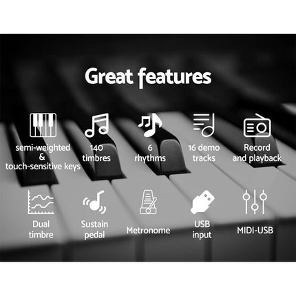 Alpha 88 Keys Electronic Piano Keyboard Digital Electric w/ Stand Sustain Pedal Dropshipzone