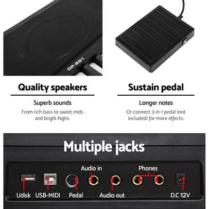 Alpha 88 Keys Electronic Piano Keyboard Digital Electric w/ Stand Sustain Pedal Dropshipzone