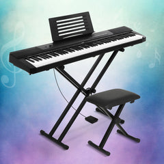 Alpha 88 Keys Electronic Piano Keyboard Digital Electric w/ Stand Stool Pedal Dropshipzone
