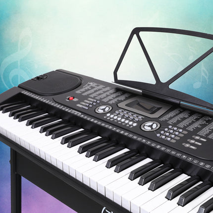 Alpha 61 Keys Electronic Piano Keyboard Digital Electric w/ Stand Beginner Black Dropshipzone