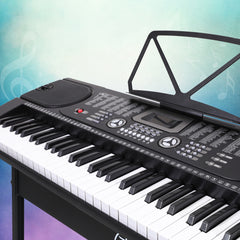 Alpha 61 Keys Electronic Piano Keyboard Digital Electric w/ Stand Beginner Black Dropshipzone