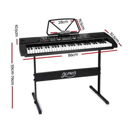 Alpha 61 Keys Electronic Piano Keyboard Digital Electric w/ Stand Beginner Black Dropshipzone