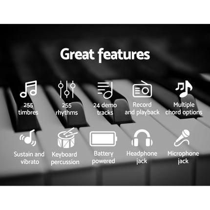 Alpha 61 Keys Electronic Piano Keyboard Digital Electric w/ Stand Beginner Black Dropshipzone