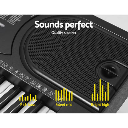 Alpha 61 Keys Electronic Piano Keyboard Digital Electric w/ Stand Beginner Black Dropshipzone