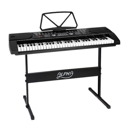 Alpha 61 Keys Electronic Piano Keyboard Digital Electric w/ Stand Beginner Black Dropshipzone