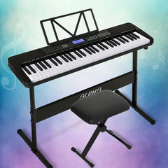 Alpha 61 Keys Electronic Piano Keyboard Digital Electric w/ Stand Stool Touch Dropshipzone